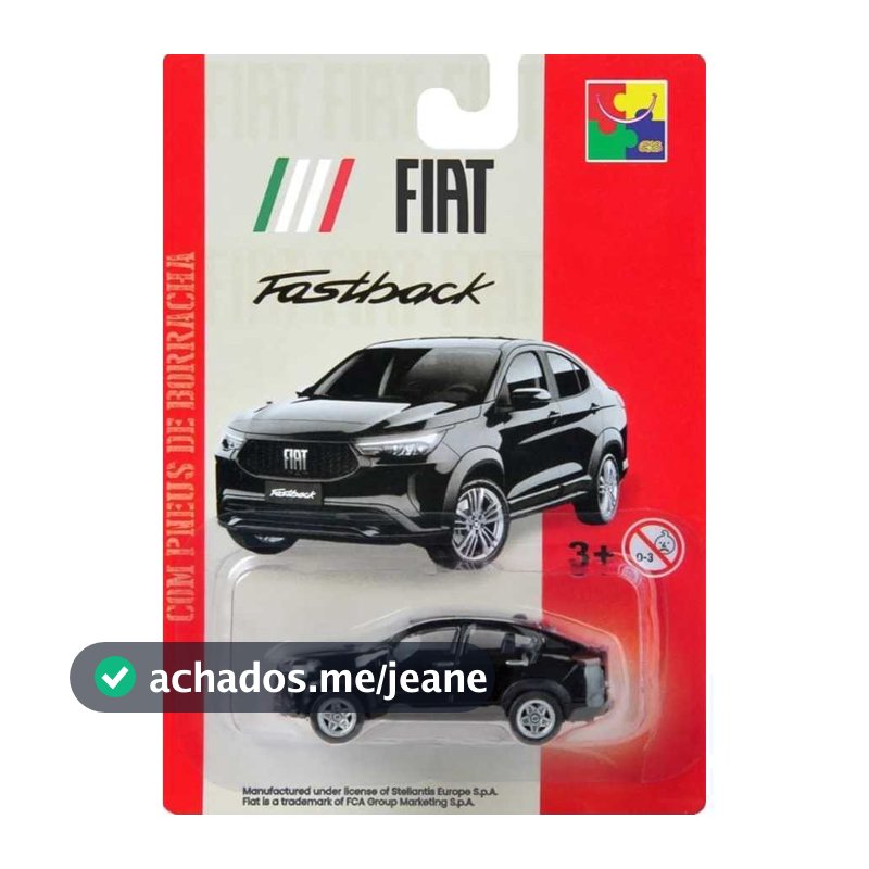 Miniatura Metal Fiat Fastback 1/64 Licenciada FIAT com Pneus de borracha Acabamento Premium Cks
