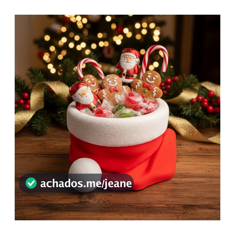 Recipiente Multiuso Gorro de Natal Porta Doces Decoração Natalina