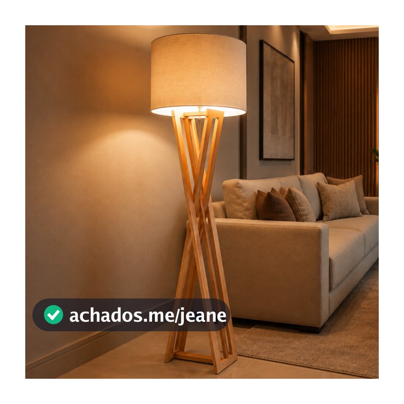 Abajur Luminária De Chão Star Detalhada Pés De Madeira Moderna Sala De Estar Escritório Decoração