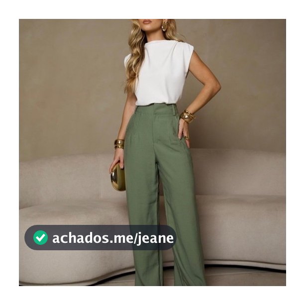 Calça Feminina Pantalona Alfaiataria Cintura Alta com Pinças e Bolsos Elegante Social