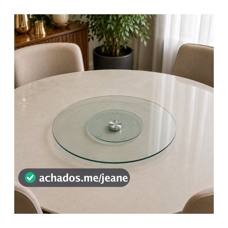 Centro de Mesa Giratório 30cm Vidro Transparente Bandeja Giratória 360° para Servir Petiscos