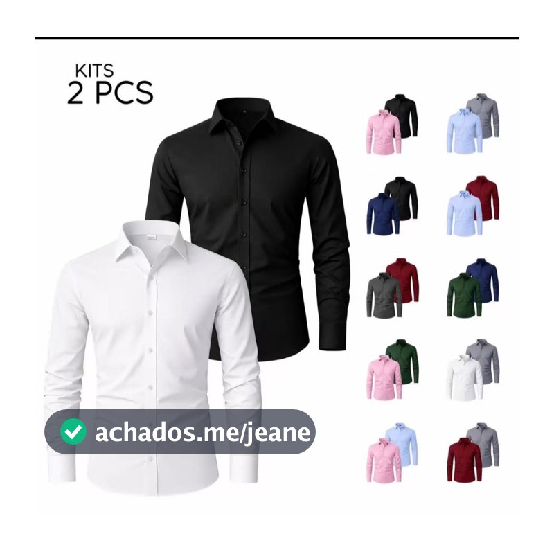 Kit 2 Camisas Sociais Slim Fit Masculinas – Ideal para Trabalho e Dia a Dia