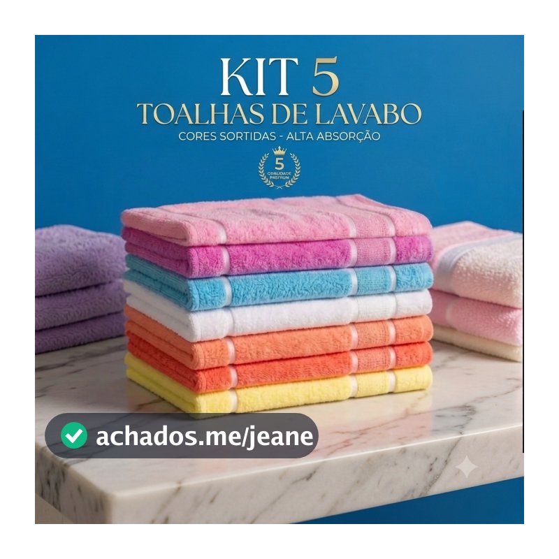 Toalha Lavabo para Bordar 100% Algodão Secagem Rápida 5 Peças