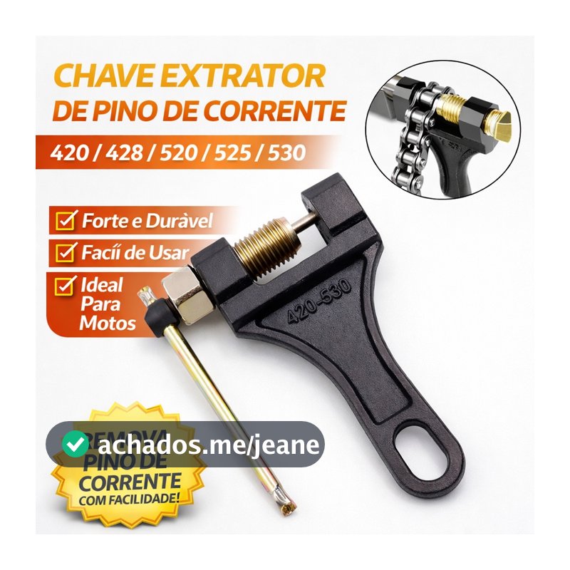 Chave Extrator Pino De Corrente Moto Universal 420,428,520,525,530 Profissional