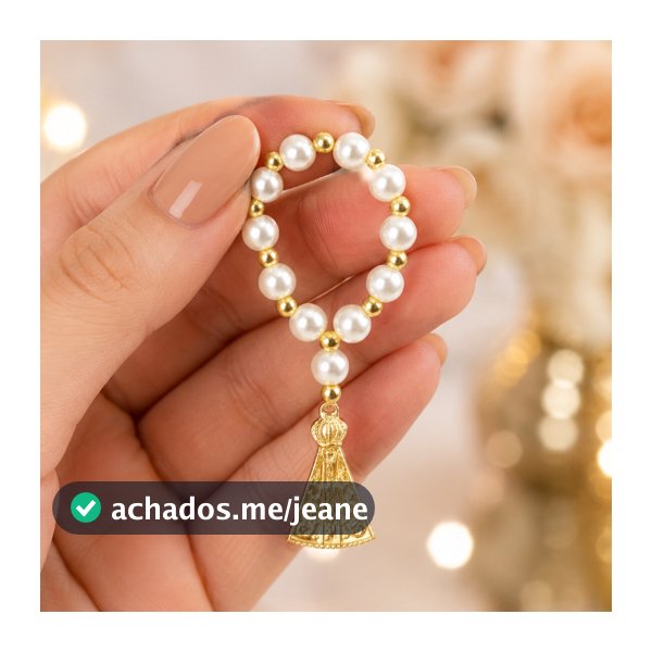 50 Mini Terço perolas artesanal com pingente CRUZ ou NOSSA SENHORA APARECIDA