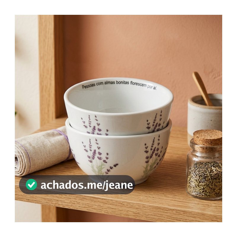 Jogo Cumbuca Porcelana Lavanda 500ml Bowl Decorado Servir Mesa Posta Presente Só Art's®