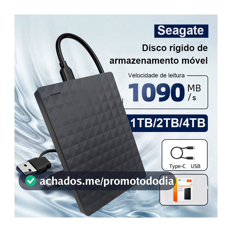 Seagate Externo Hd De Alta Capacidade 1TB/2TB/4TB USB 3.1 Disco Rígido Portátil Plug And Play