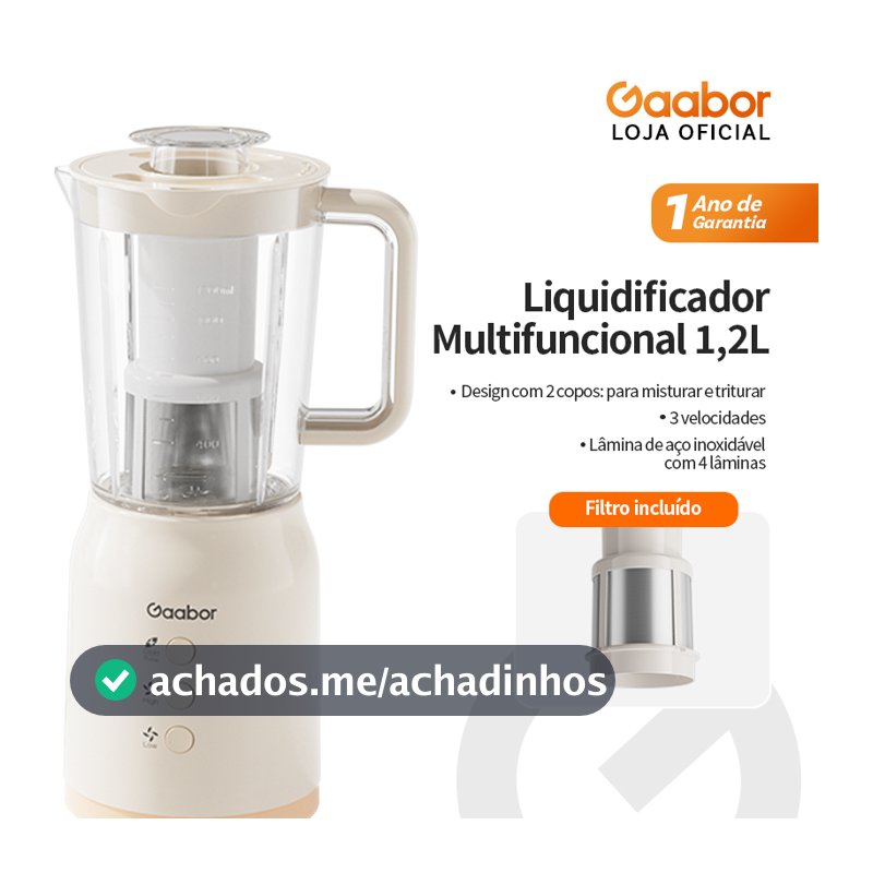 Gaabor Processador 3 em 1 Suco Carne Grão 400W Bivolt 3 Copos Inox JM-12E01A