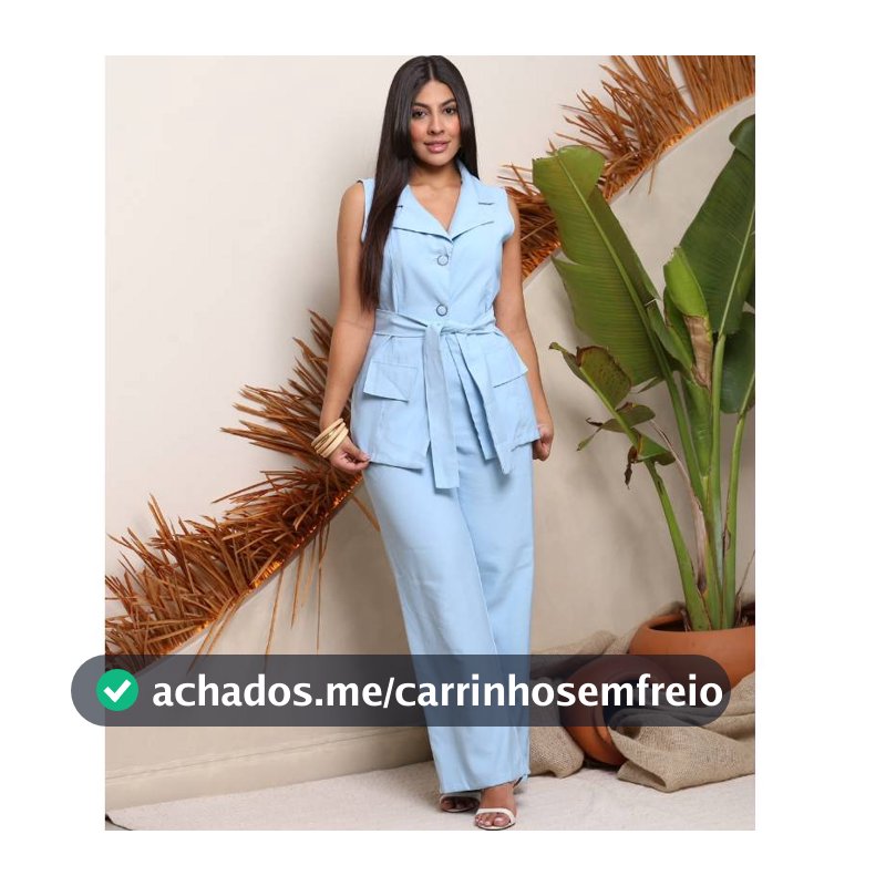 Conjunto Feminino Sensorial-Marrant Colete e Calça pantalona, Wide Leg Social com laço na cintura
