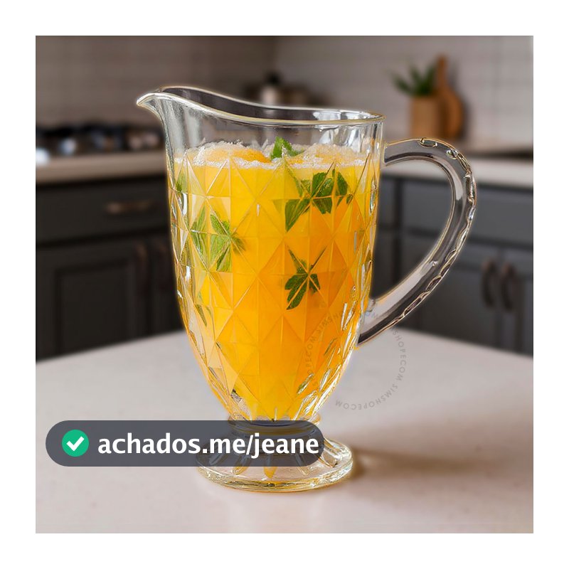 Jarra De Vidro Diamond Luxo Agua Suco Drinks Chá 1.2L