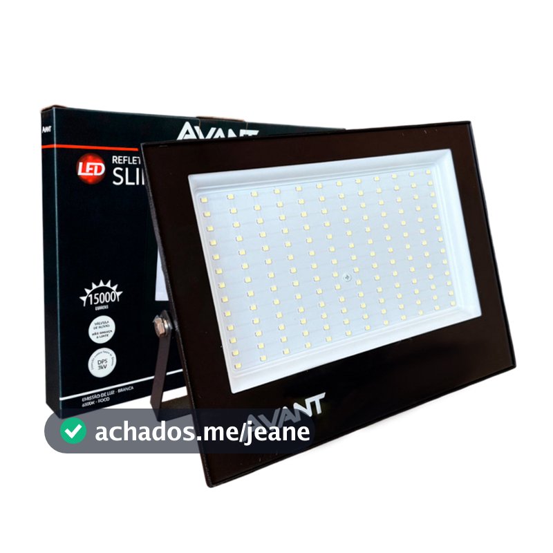 Refletor Slim200 Luz Branco Frio 6500K Bivolt 200W Avant Iluminação Externa Comercio