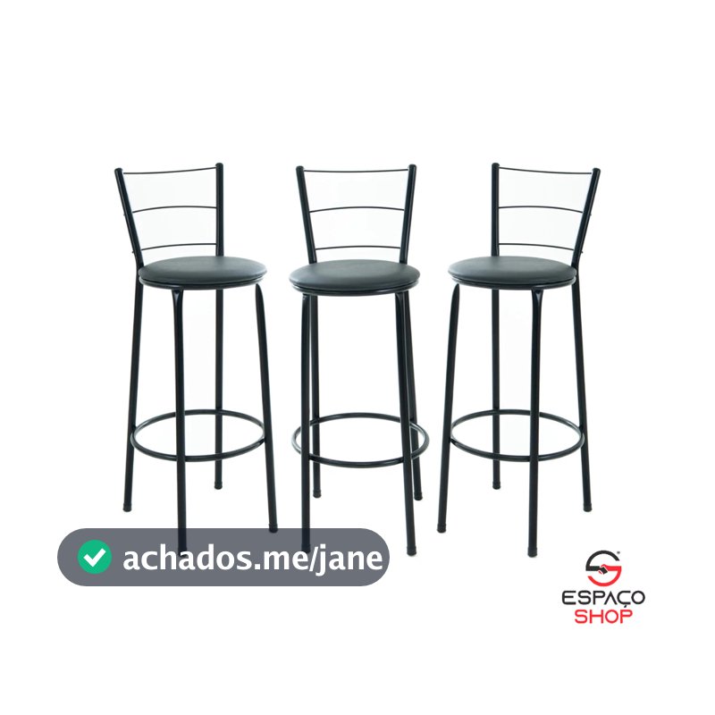 JOGO 3 BANQUETAS BANCO ALTO 3 ARAME COZINHA BARES BANCADA ALTA
