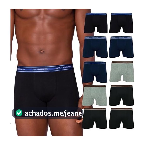 Kit 10 Cuecas Boxer Lupo Algodão Original Respirável Box Masculina Adulto Confortável Cueca Cotton