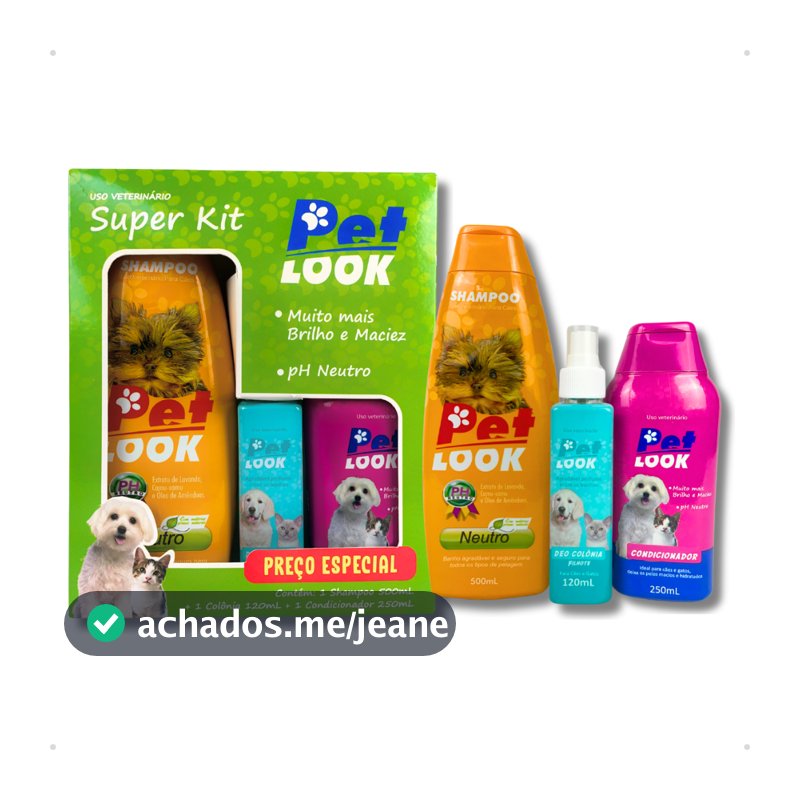 Super Kit Banho Pet Shop Shampoo + Perfume + Condicionador Para Cachorro e Gato - Pet Look