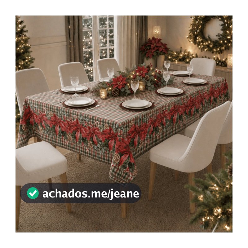 Toalha de Mesa Retangular 3,00m x 1.50m 8 Lugares Mesa Posta Decoração Para Natal Premium Exclusivo