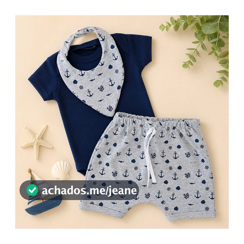 Conjunto Roupa Moda Bebê Menino Roupinha Body e Bermuda Modinha infantil Luxo Conjuntinho Masculino