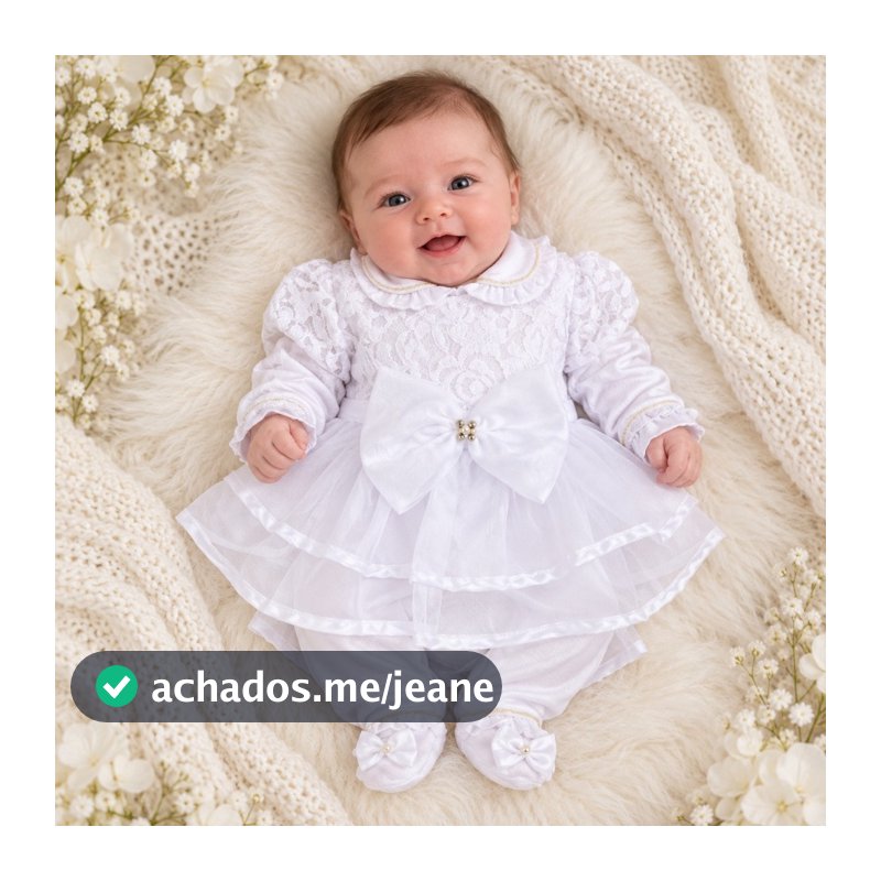 Macacão bebê menina com vestido Mariana