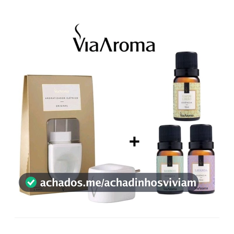 Kit Difusor Aromatizador De Ambiente  Elétrico em  Porcelana Original Bivolt - Essencia Via Aroma