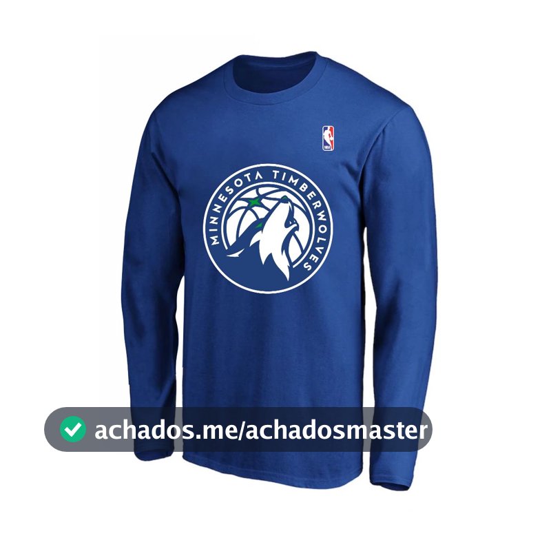 Camiseta Camisa Manga longa Algodão Minnesota Timberwolves Basquete Estampado
