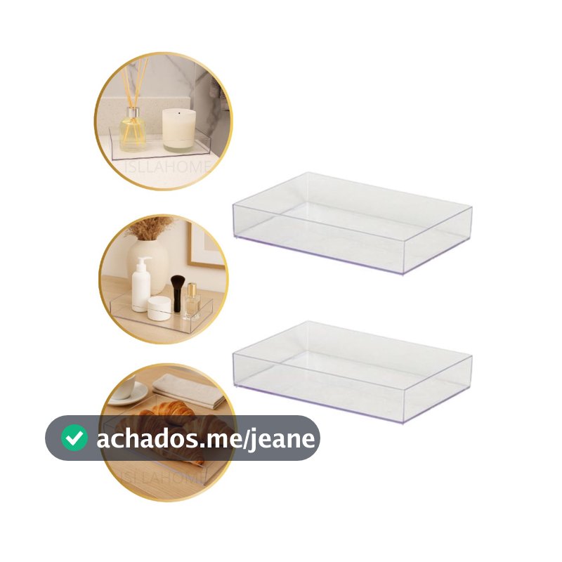 Kit 2 Bandejas em Acrílico Lavabo Cozinha Sala Organização Decoração