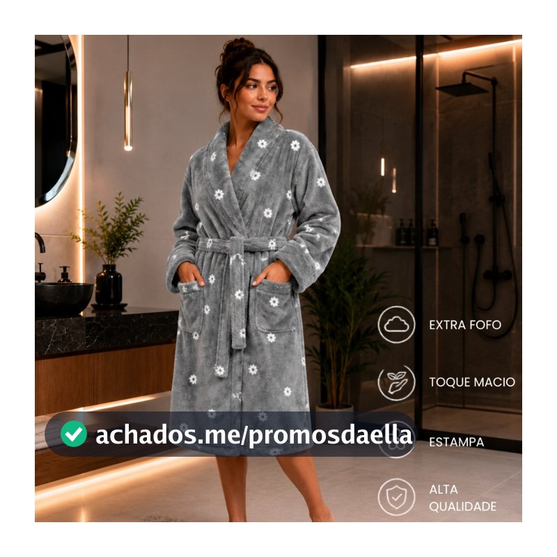 Roupão Microfibra Antialérgico Estampado Feminino  Inverno Hobby Quentinho veste do G até o G2
