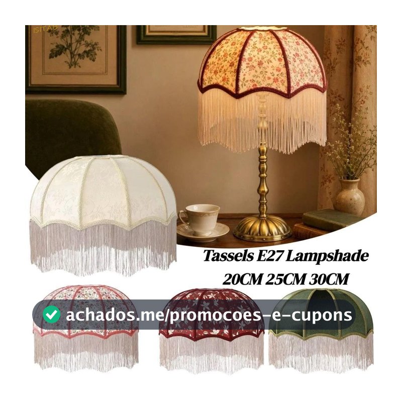 Abajur De Tecido ISITAB , 20 Cm 25 30 Fácil De Substituir Borlas E27 , Retrô Estilo Vintage