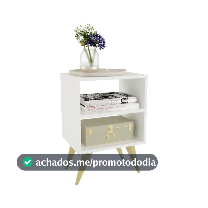 Mesa de Cabeceira Retrô Compacta com Nicho para Quarto Sala Casal ou Solteiro Palma