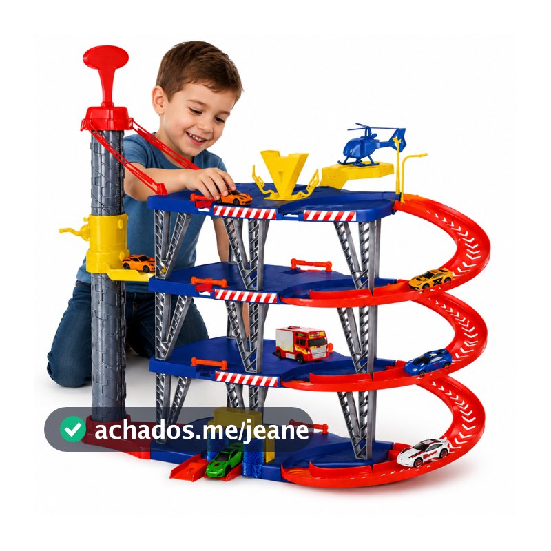 Brinquedo Pista De Carrinho Radical Mega Parking C/Carrinhos Helicóptero Posto Lava Rapido Elevador