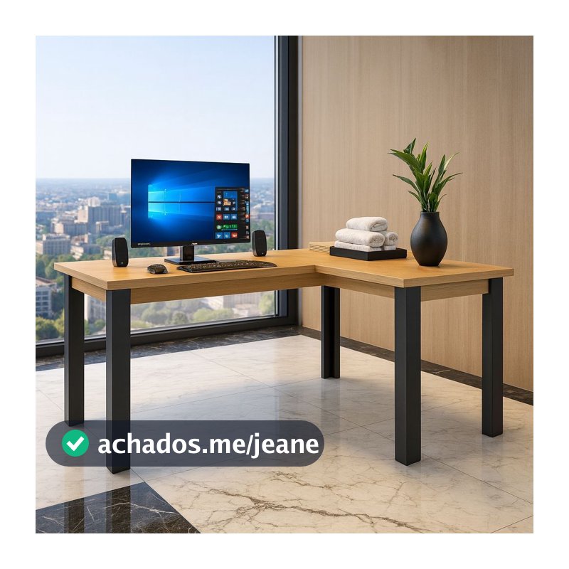 Escrivaninha de Escritório Industrial Mesa Computador 110X110 Em L