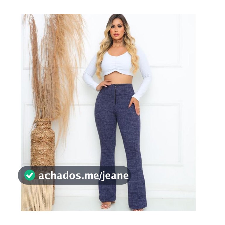 Calça Flare Jackar Linho Com Zíper Cintura Alta Com Muito Elastano