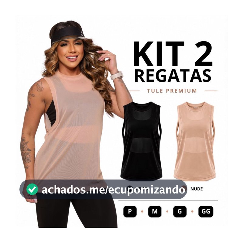 Kit 2 Regata Transparente de Tule Academia Feminina Regatão Blusa Moda Fitness