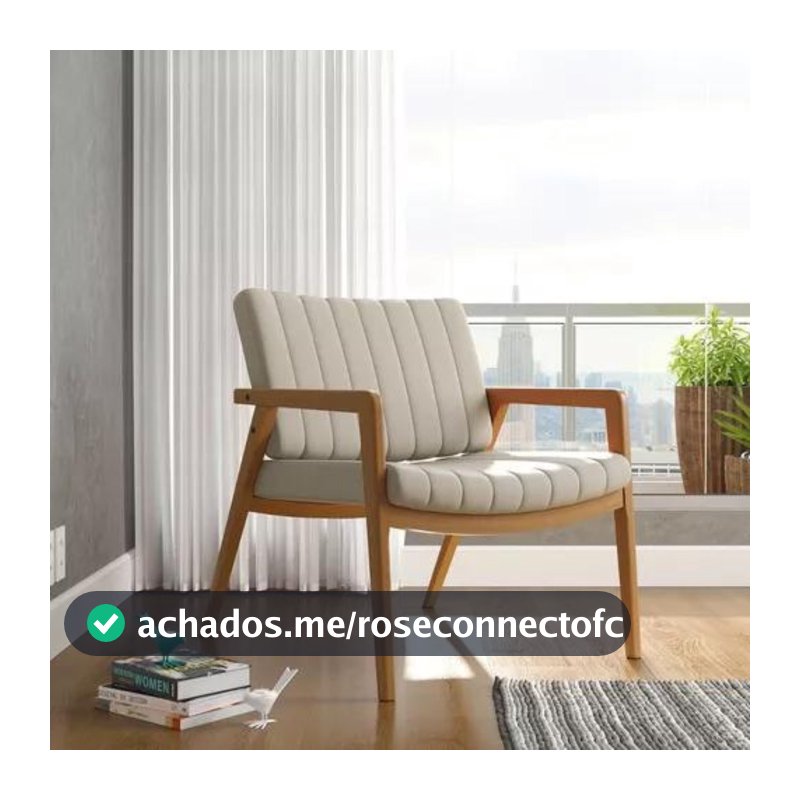Poltrona Uxua Em Linho Decorativa Estrutura em Madeira Para Sala E Recepção - AV