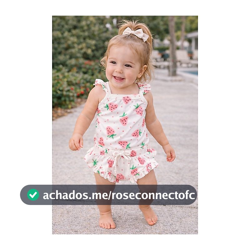 Conjunto Bebê Verão Body e Tapa Fralda Infantil Babado Morango Menina