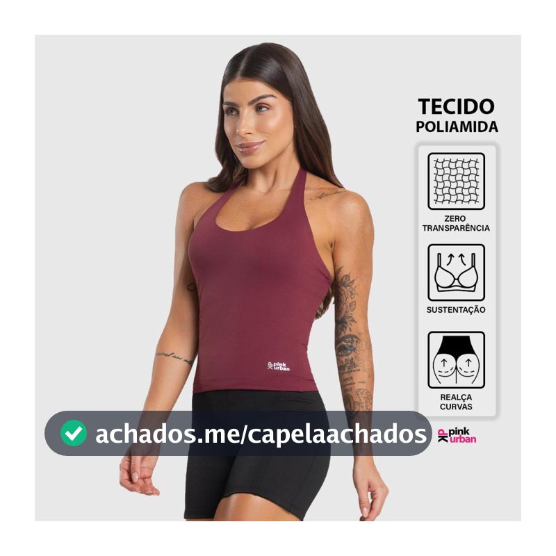 Regata Fitness Feminino Frente Única Sustentação Costa Nua Blusa Poliamida Básica Camiseta Academia