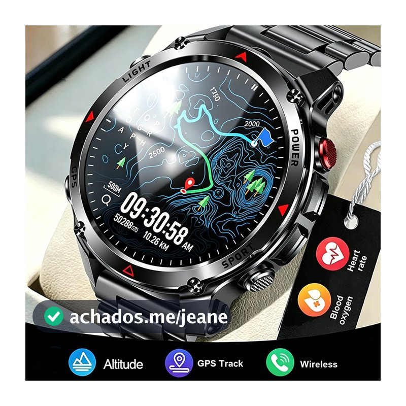 YANG WIERA Relógio Inteligente Masculino GPS Smartwatch Esportivo Ao Ar Livre IP67 Impermeável Chamadas Bluetooth