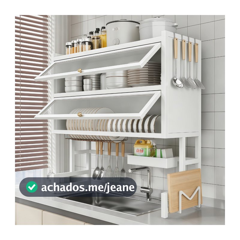 Escorredor De Louça Cozinha Suspensa Pia Rack Organizador Estante poeira porta armário 65/85/105cm