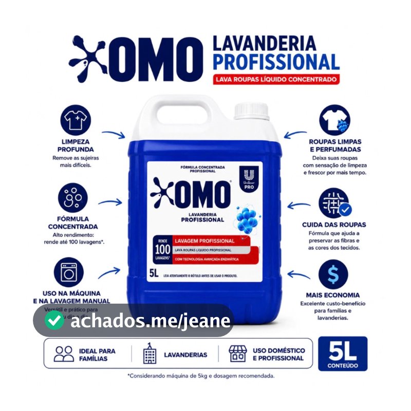 Sabão Liquido OMO Galão Lava Roupas 5 Litros