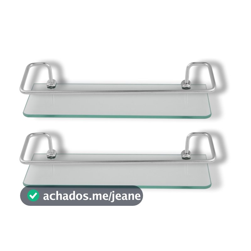 Porta Shampoo Para Banheiro Reto Cromado Base De Vidro Incolor Kit Com 2 Unidades Organizador De Box