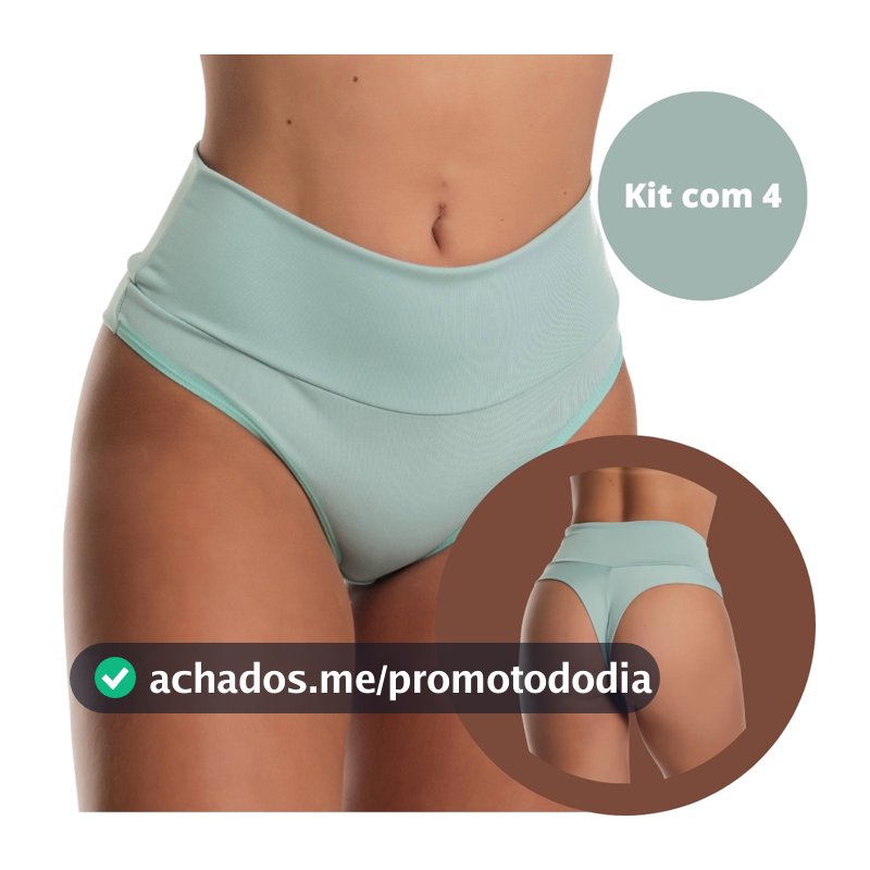4 Calcinhas Modeladora Cós Alto Fio Duplo Kit Lingerie