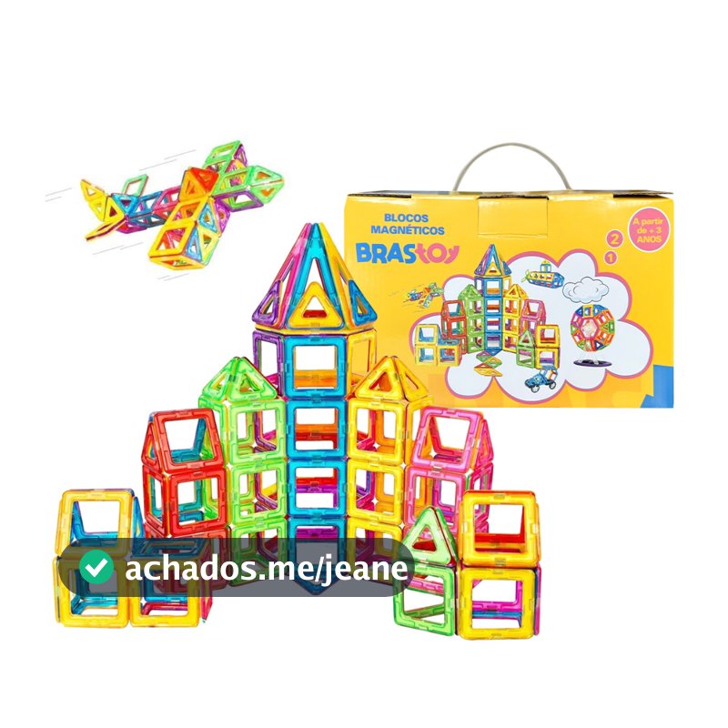 Brastoy Blocos De Montar Magnéticos Brinquedo Educativo Infantil 120 Peças