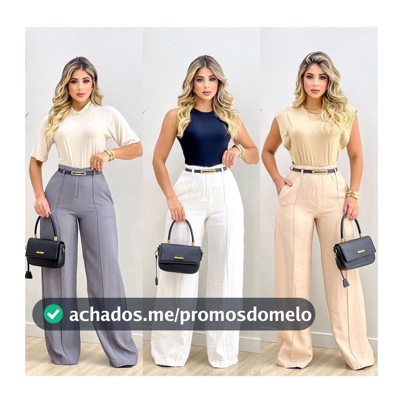 Calça Feminina Pantalona Wide Leg Duna com Botão | TAMANHO: P / M / G / GG