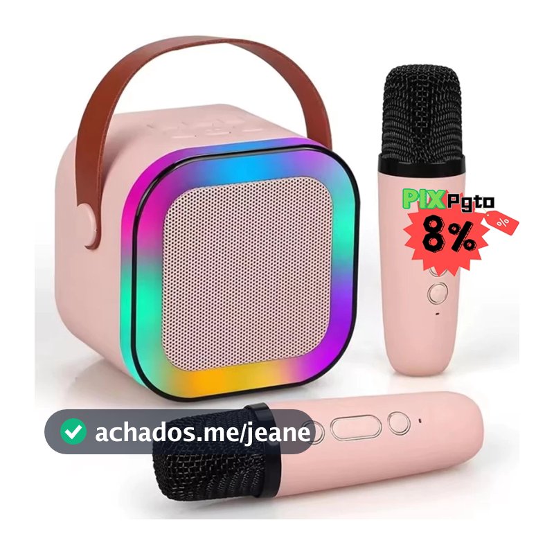 Infantil Caixa De Som C/ Microfones Criança Karaokê Brincadeiras em Família Bluetooth 5.0 Karaokê Luzes led