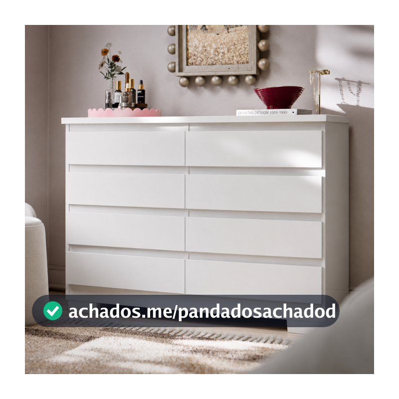 Cômoda 8 Gavetas Para Quarto Casal Com Pés E Corrediça Telescópica Grande Organizador Roupas Grécia