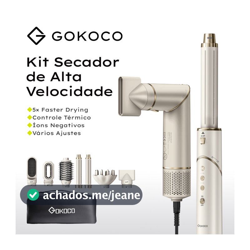GOKOCO Escova Secadora 7 Em 1 GD032 Conjunto De Secador De Cabelo Multifuncional De Alta Velocidade  Para Alisar Enrolar