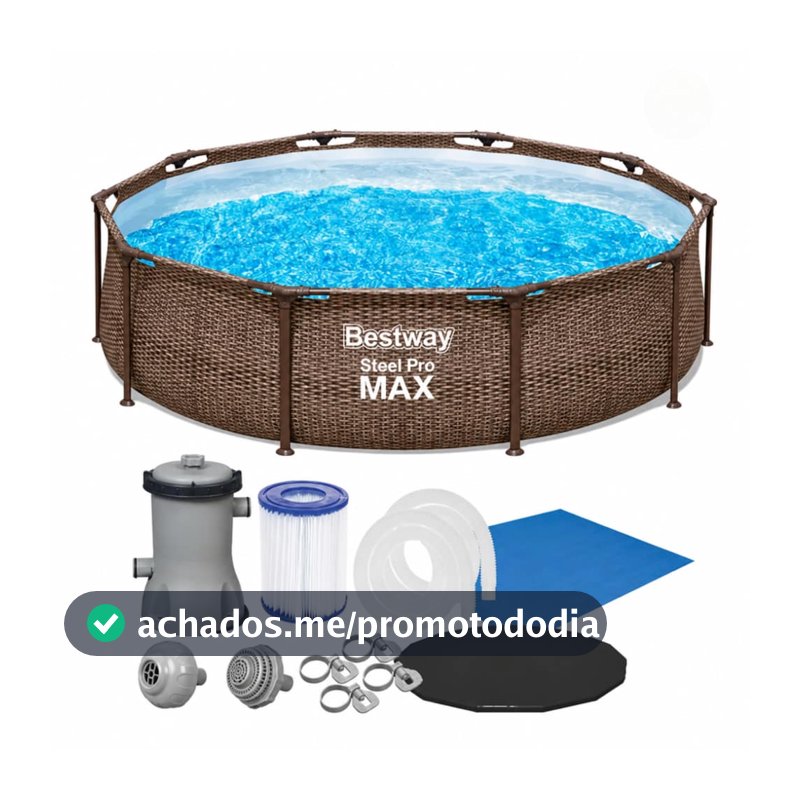 Piscina Estrutural 4678L Circular Deluxe + Filtro 110V ou 220V + Capa + Forro Bestway