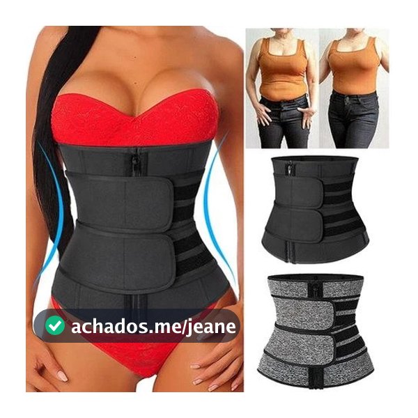 Cinta Modeladora corset Abdominal Feminina Redutora Afina Cintura Espartilho Ajustavel Dupla C/Zíper