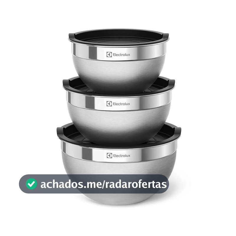 Conjunto Bowls de Inox Electrolux com Tampa Plástica 3 Peças