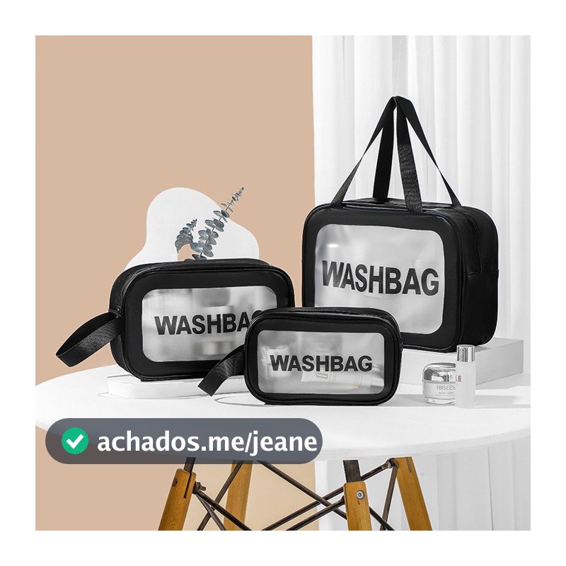 Kit 3 Necessaire Maquiagem Transparente WashBag A Prova De Água 332