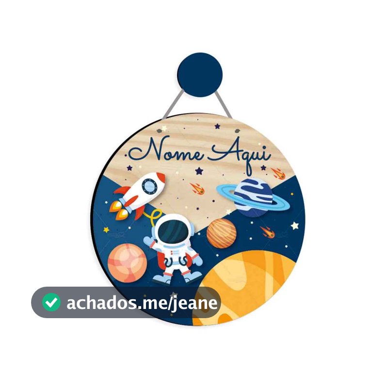 Enfeite Porta Maternidade Astronauta Quadro Decorativo Infantil Nome Personalizado