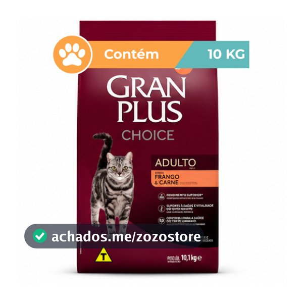 Ração Gran Plus Choice Frango Carne Gatos Adultos 10,1kg